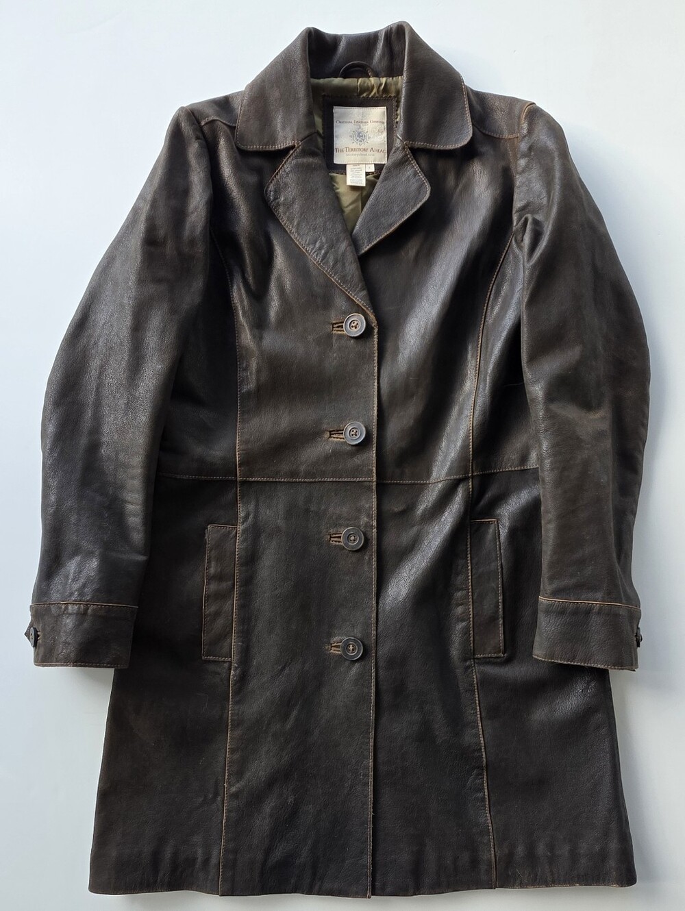 Brown Leather Coat from The Territory Ahead